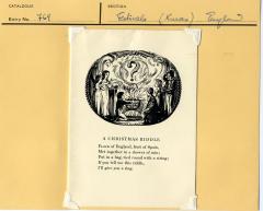 1965.5.1 237  One of Ettlinger's working catalogue cards showing a Xmas card to her from Peter & Iona Opie